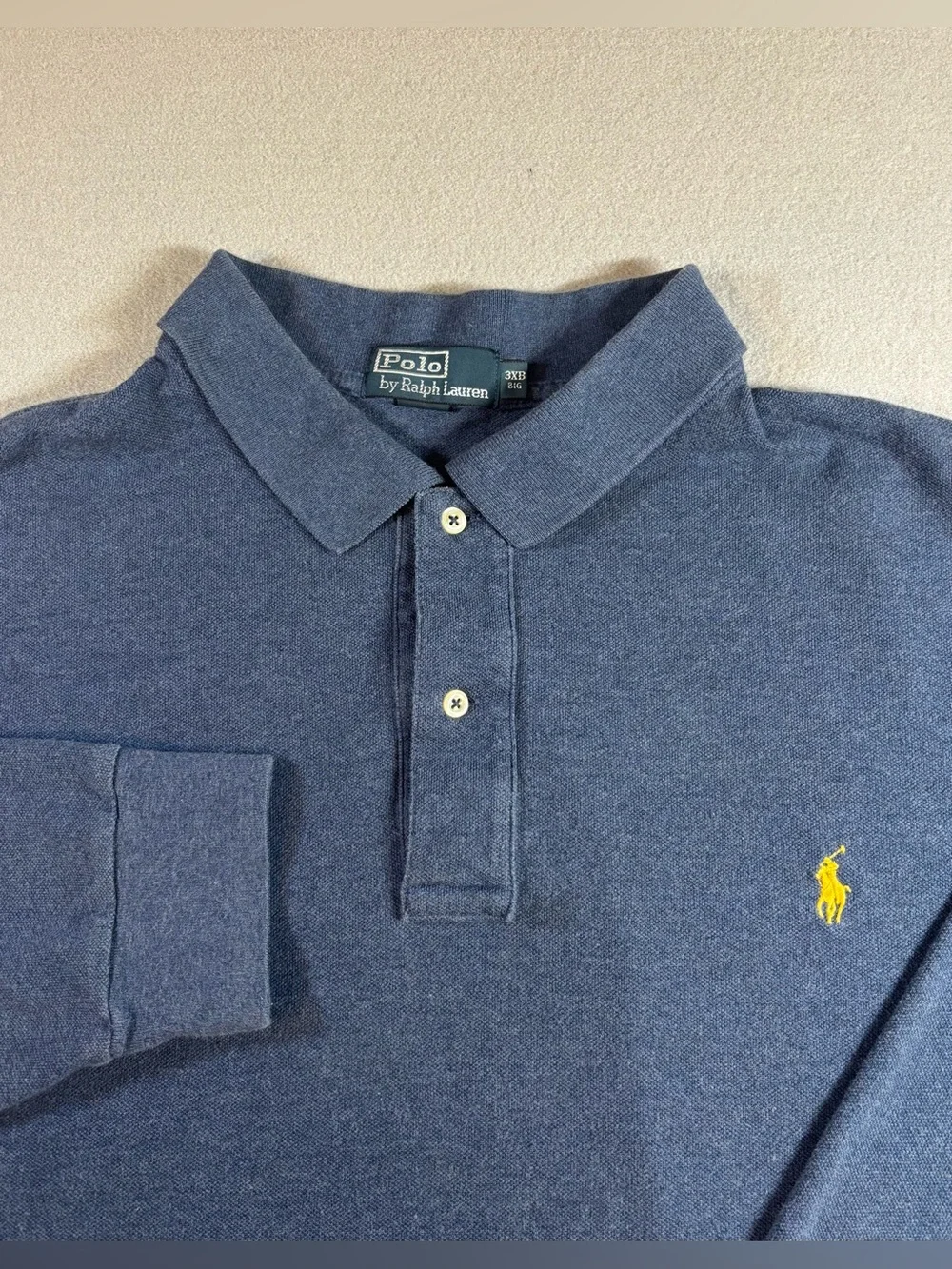 Ralph Lauren Men’s Long Sleeve Polo - Navy with Yellow Pony
